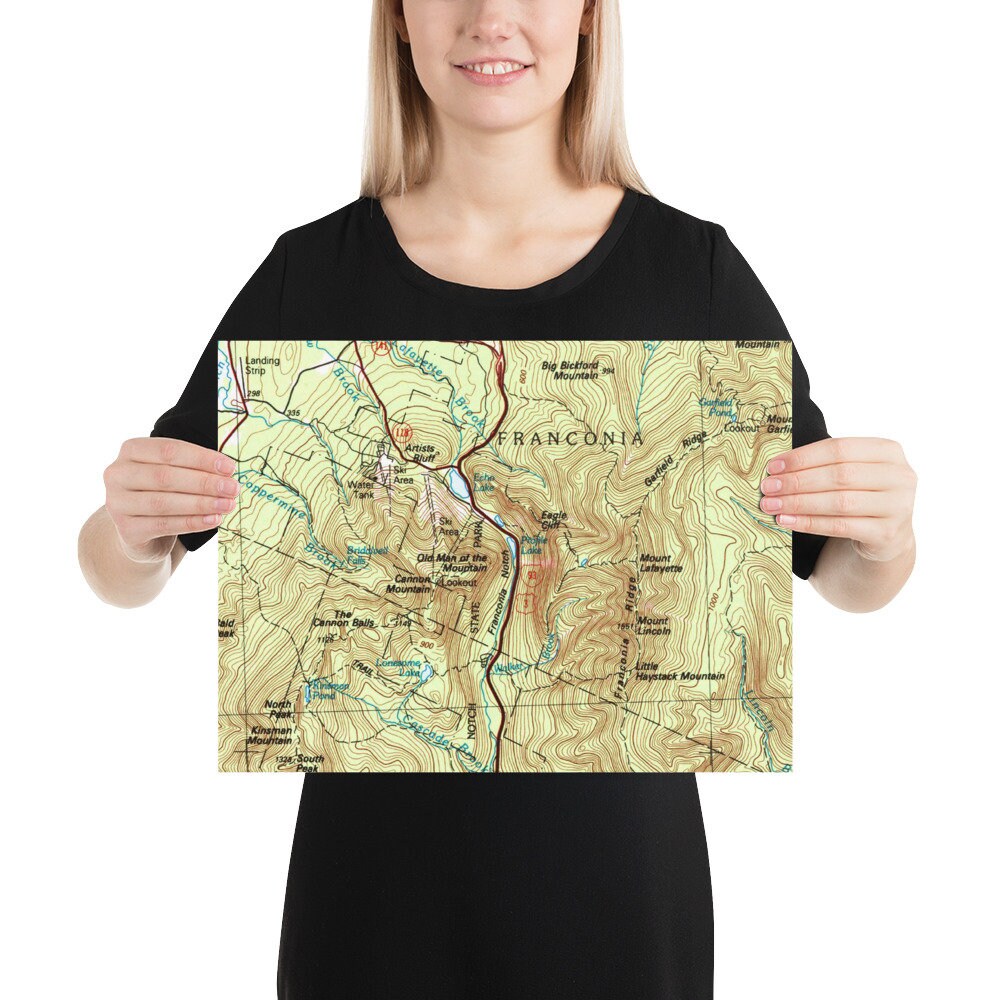 Art & Collectibles Prints Digital Prints Franconia Notch NH Map 1988