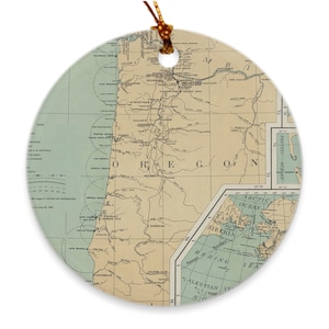 Mappa del vecchio faro della costa dell'Oregon (1898) Ornamenti nautici o atlanti vintage