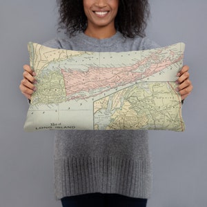 Mappa di Long Island NY (1892) Old Nassau & Suffolk County Atlas Basic Pillow