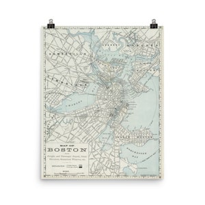 Alte Boston Karte (1889) Vintage Beantown Massachusetts Atlas Poster