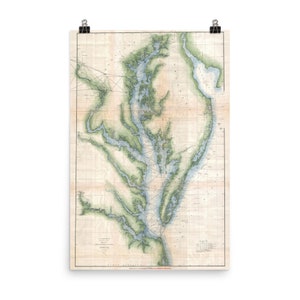 Vintage Chesapeake Bay Map (1873) VA, MD Nautical & Maritime Atlas Poster