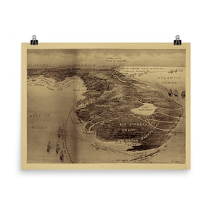 Florida kaart (1922) oude FL Birds Eye State Atlas poster