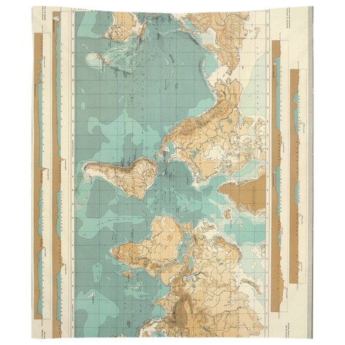 World Map Tapestry Beige World Map Tapestry Travel Map - Etsy