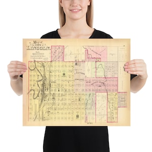 Old Lincoln NE Map (1885) Vintage Nebraska Capital City & Street Atlas Poster