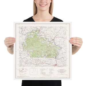 Pôster Mapa da Floresta Nacional de Ozark (1972) Atlas da Reserva da Floresta de Arkansas