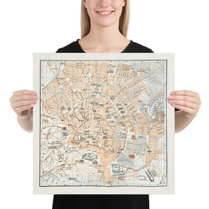 Alte Athen Griechenland Karte (1890) Vintage griechische Hauptstadt Atlas Poster