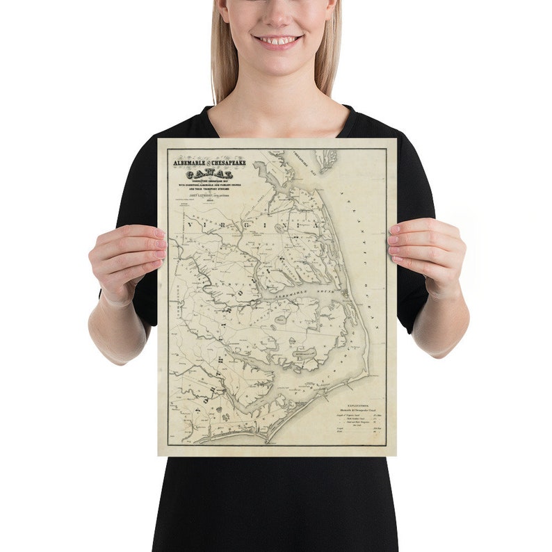 Old Outer Banks NC Map (1866) Vintage North Carolina Coast Atlas Poster