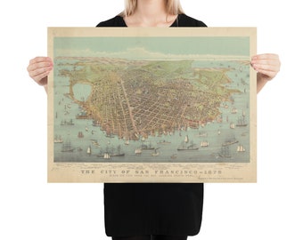 Old San Francisco CA Map (1878) Vintage Golden Gate City Atlas Poster