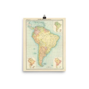 Old South America Map (1922) Vintage Latin America Atlas Poster image 2