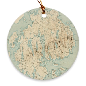 Alte Mount Desert Island Karte (1901) Vintage Mdi Maine Atlas Ornamente