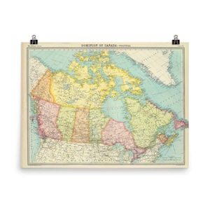 Pôster Antigo mapa do Canadá (1922) Vintage Great White North Provinces Atlas