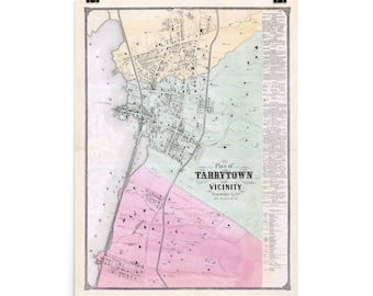 タリータウン NY 地図 (1868) 古いスリーピー ホロウ アトラス