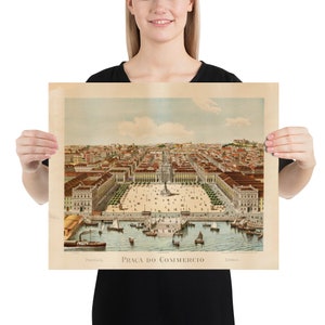 Old Lisbon Portugal Carte (1860) vintage Lisboa City Atlas Affiche