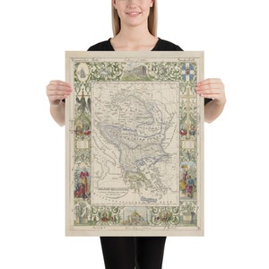 Alte Balkan Halbinsel Karte (1841) Vintage Osteuropa regionalen Atlas Poster