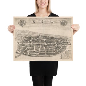 Stara mapa Turynu we Włoszech (1697) Vintage Torino Italia City Atlas Poster