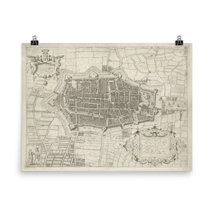 Oude Alkmaar Se Kaart (1597) Vintage Noord-Hollandse Stadsatlas poster