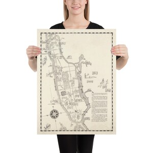 Old New York City Pictorial Map (1925) Vintage Manhattan Atlas Poster