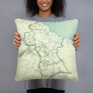 Old Guyana Map (1908) Vintage Guiana Atlas Basic Pillow