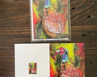 Victoria Strelciunaite, Pheasant card, Pheasant, Art Cards, Nature Cards, Greetings Cards, Birthday Cards, Birds Cards, art card, gifts