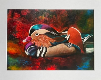 Mandarin Duck signed limited edition print in Giclee. bird painting mandarin duck wild life british wildlife birds print best quality bird
