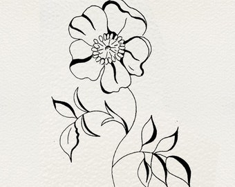 dessin Fleur fait main encre de chine