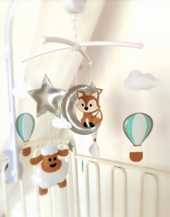 Mobile Musical Mongolfere Renard Et Mouton Jules Etsy