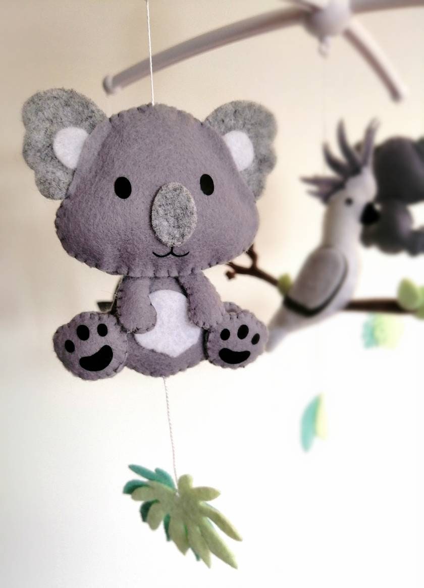 Mobile Musical Theme Jungle Koala Cockatoo Felt Parrot Etsy