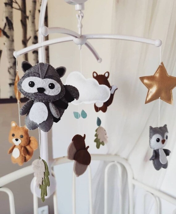 Mobile Musical Bebe Les Animaux De La Foret Etsy France
