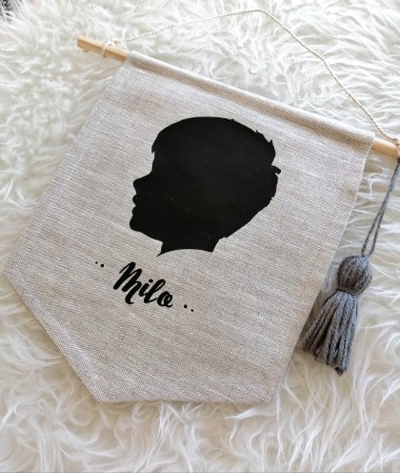 Bannière Portrait de Famille Silhouette Profil Personnalisé Souvneir Famille