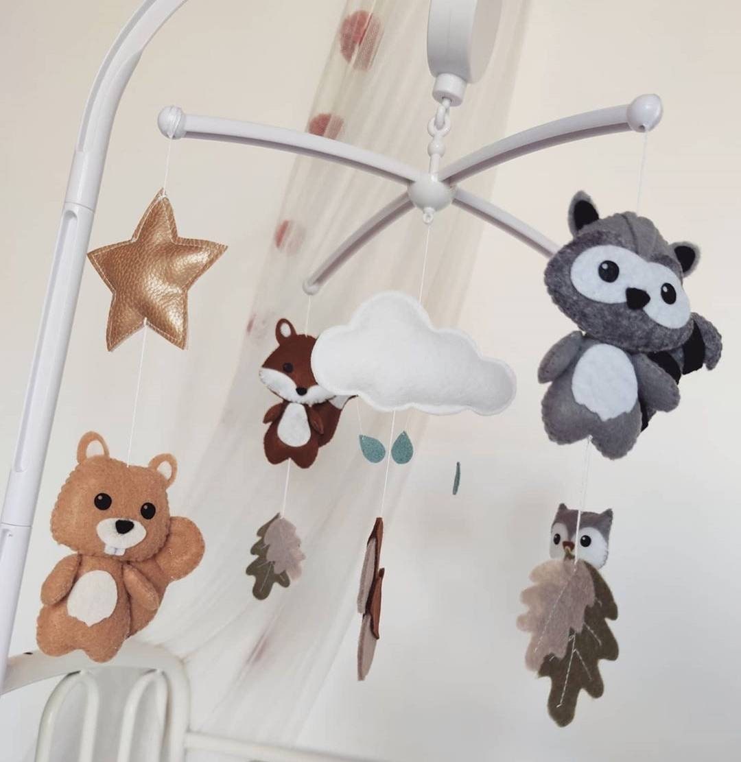Mobile Musical Bebe Les Animaux De La Foret Etsy France