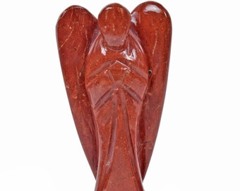 3.2" Natural Red Jasper Gemstone Angel Pocket Size Crystal Healing /Peace Statue