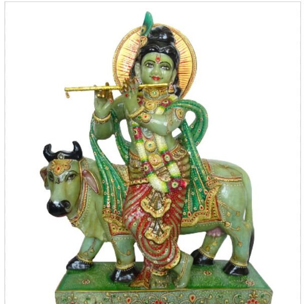 Jade Krishna Statue Etsy