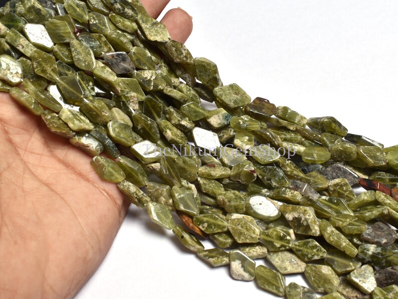 Beautiful Green Stone Fancy Shape Beads13 Strand Etsy