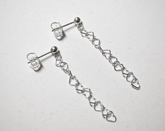 Heart Chain Sterling Silver Stud Earrings. Limited Edition
