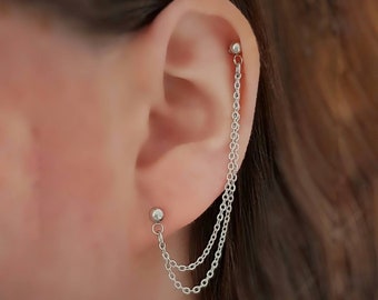 Earring connecting lobe to cartilage online