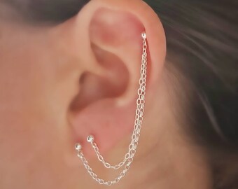 Cartilage to ear shop lobe chain earrings