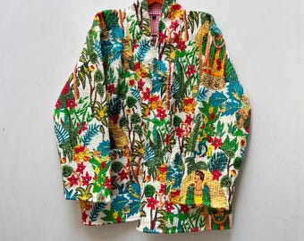Indian Handmade Cotton Quilted Reversible Jacket  Bohemain Jacket