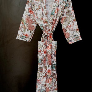 Block Print robes, bridesmaid kimono robe, floral kimono, Beautiful bridal kimono, Indian floral gown, Indian floral robe, printed organic