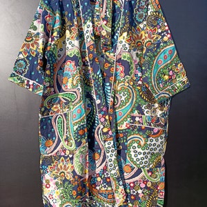 Handmade Paisely print  Cotton Kimono Bathrobe Valentines Day Gift Turkish Bathrobe Cardigan Nightwear Dressing Gown Beach Bikini Summer
