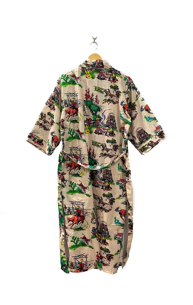 Cowboy Robe Cowboy Print Cotton Kimono Robe: Soft Boho Bath Wrap - Etsy