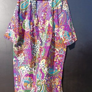 Handmade Paisely print  Cotton Kimono Bathrobe Valentines Day Gift Turkish Bathrobe Cardigan Nightwear Dressing Gown Beach Bikini Summer