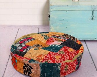 Vintage Pouf Pouffe Boho Indian ottoman Round Floor Cushion Foot Stool Outdoor Pouf indoor pouf