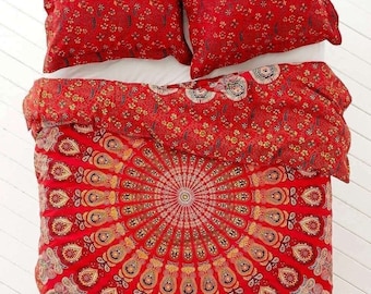 Indian Mandala Queen Duvet Cover Set: Bohemian Bedding
