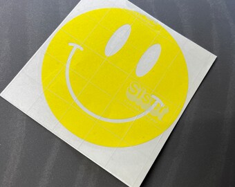 Smiley Face Decal, 5” x 5”, Vinyl, Yellow