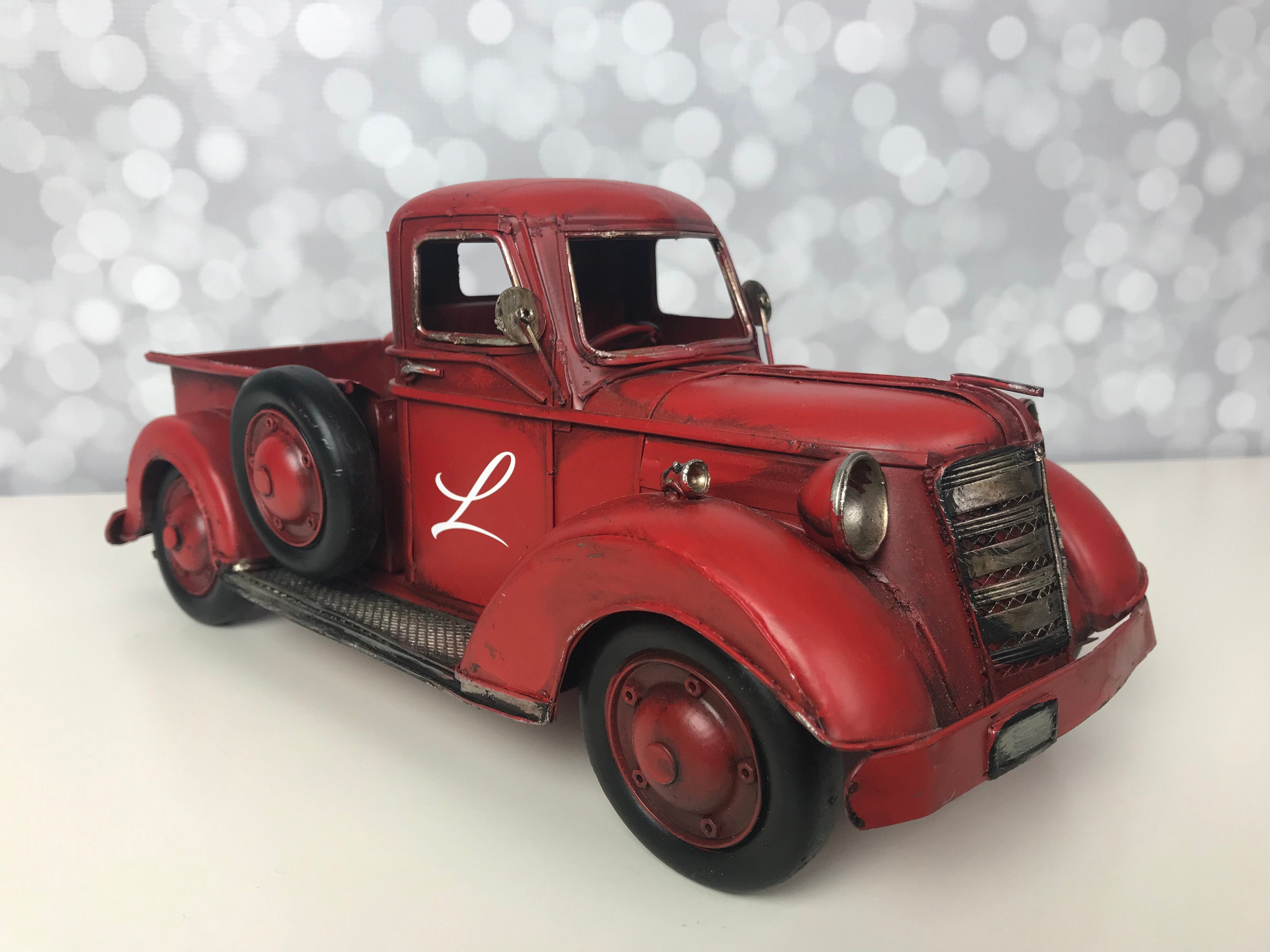 Personalized Vintage Red Metal Farm Truck: Christmas Decor - Etsy