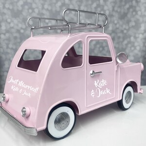 Personalized Pink Metal Truck: Vintage Wedding Decor (12.25&quot; L)