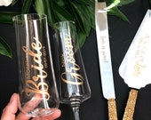 Personalized wedding glasses Mr and Mrs Laser engraved Anniversary gift Personalized Engraved Wedding champagne flutes cake server, Set of 6