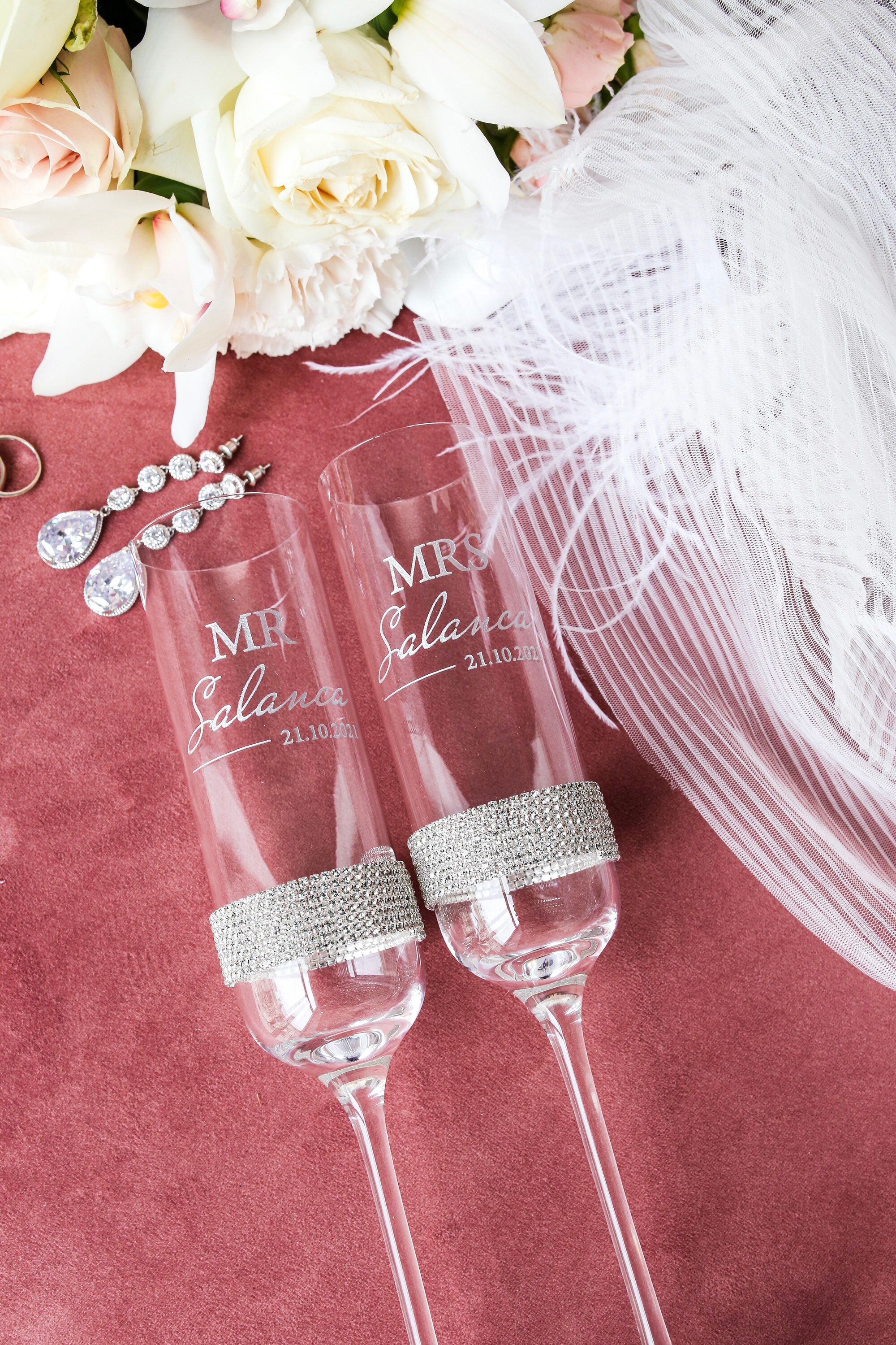 Personalized wedding champagne flutes Mr and Mrs Laser Etsy