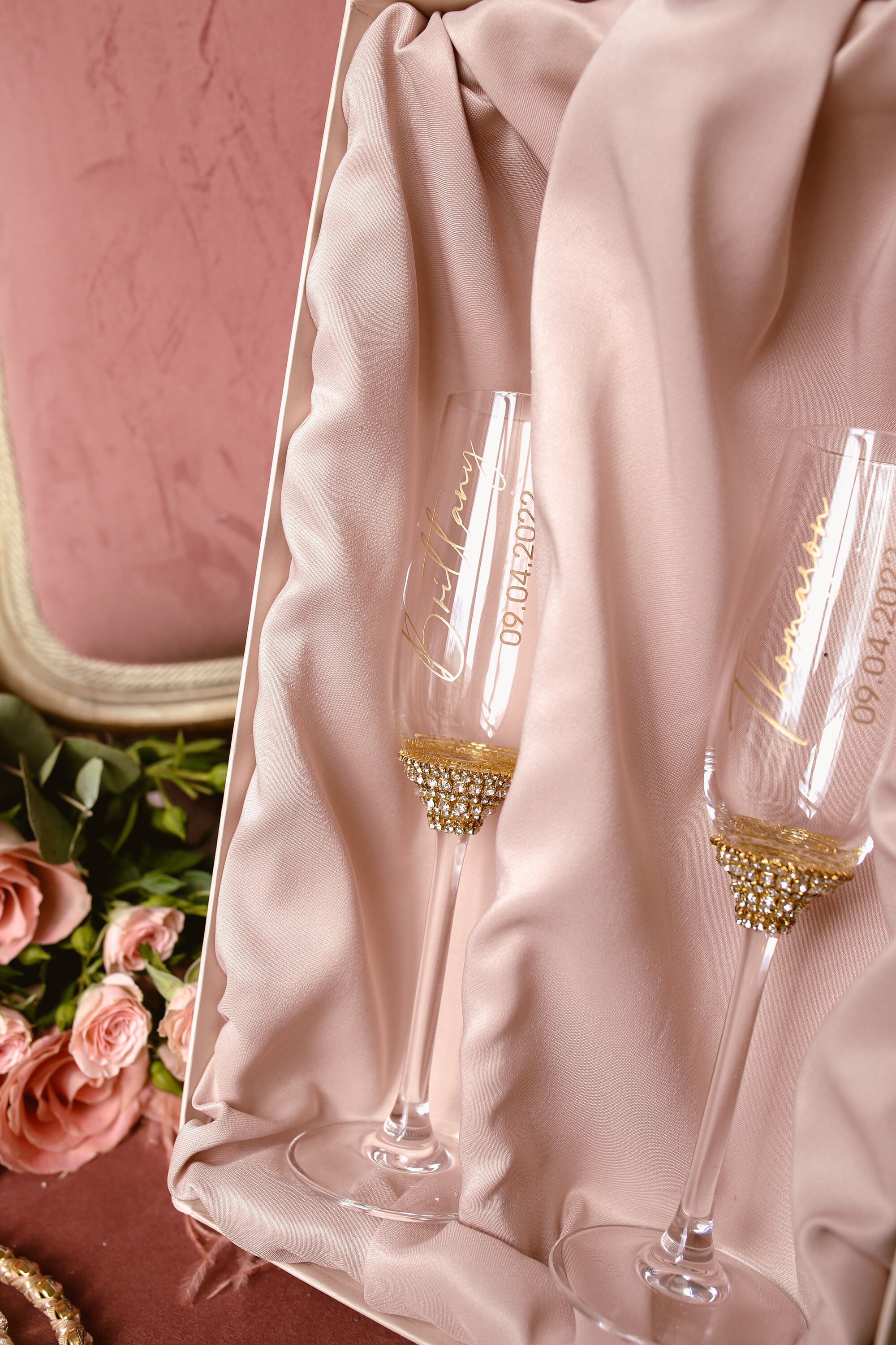 Flûtes personnalisées de champagne de mariage Mr and Mrs Laser Etsy