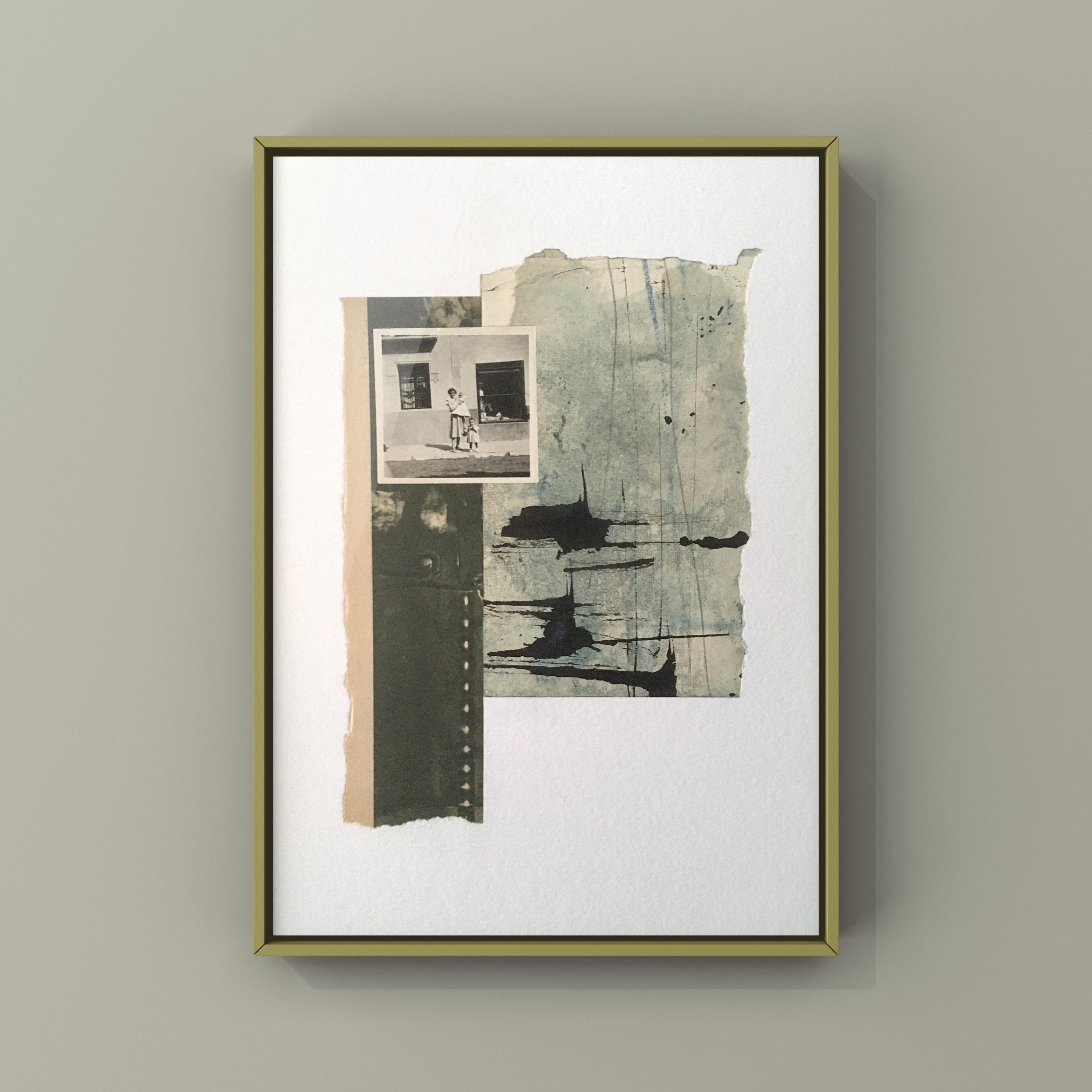 Handmade Mixed Media Collage Art, Vintage Paper, Eco-Dyed Textures (21x29.5 cm)